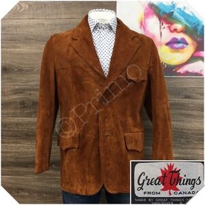 VINTAGE Mens‎ Thick Suede Leather Blazer Sport Coat Casual Jacket Size 44R Suit